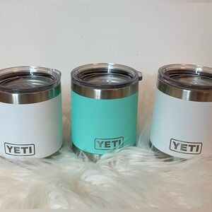 Set of 3 Yeti tumblers teal and white EUC